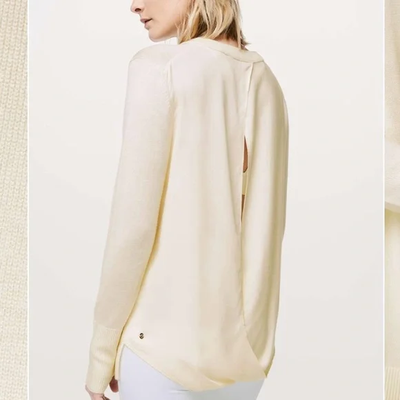 Lululemon Still At Ease Cashlu Knit Pullover Sweater in Angel Wing Cream Size 6 - Picture 1 of 13